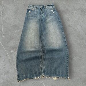 2000s Baggy Wide Leg Blue Faded Denim Jeans Vintage 27x28